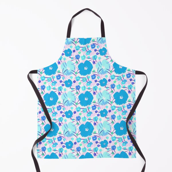 Item preview, Bold Blossoms - Blue, Aqua and Purple on White designed and sold by AlteredAtelier.