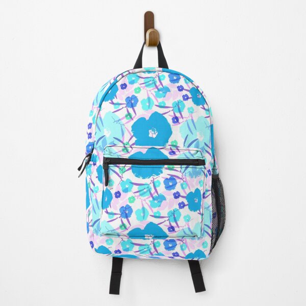 Item preview, Bold Blossoms - Blue, Aqua and Purple on White designed and sold by AlteredAtelier.