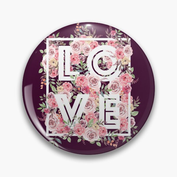 Item preview, "LOVE" on luscious floral background designed and sold by Happy Puppy Print On Demand.