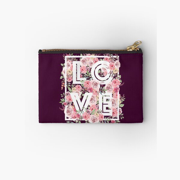 Item preview, "LOVE" on luscious floral background designed and sold by Happy Puppy Print On Demand.