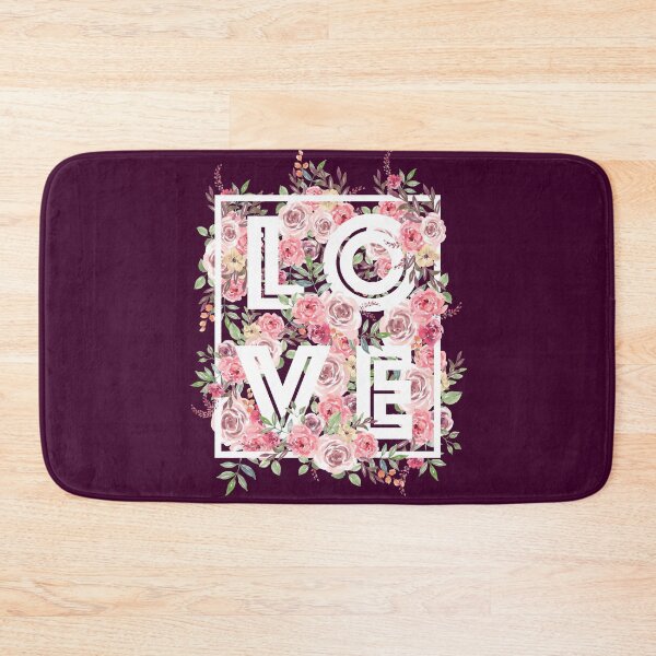 Item preview, "LOVE" on luscious floral background designed and sold by Happy Puppy Print On Demand.