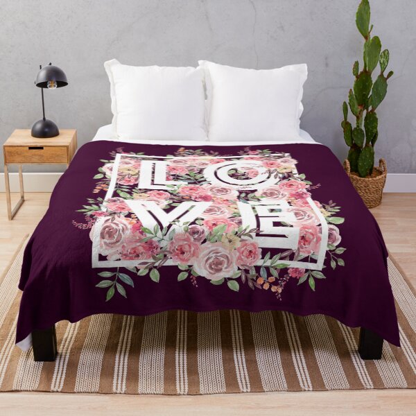 Item preview, "LOVE" on luscious floral background designed and sold by Happy Puppy Print On Demand.