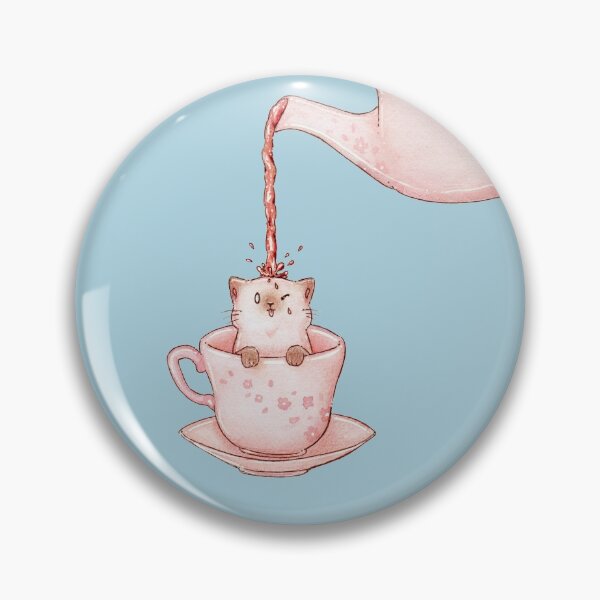 Item preview, Cat in a tea mug with teapot pouring tea designed and sold by Denise, Denisn't.
