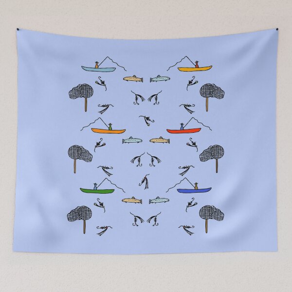 Item preview, Colorful Fly Fishing Pattern (blue) designed and sold by Davey's Designs.