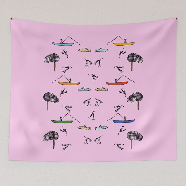 Item preview, Colorful Fly Fishing Pattern (pink) designed and sold by Davey's Designs.