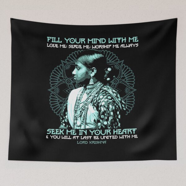 Item preview, Fill Your Mind With Me, Seek Me in Your Heart, Hindu Proverb, Lord Krishna, Mandala Design, Hindu Gift designed and sold by Proverbial Wisdom Design.