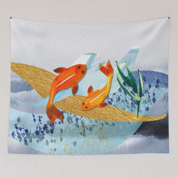 Item preview, Calmante pez koi yin yang paisaje marino ilustración acuarela - Caroline Laursen Original designed and sold by Caroline Laursen.