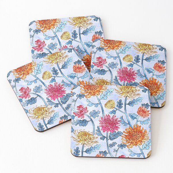 Item preview, Chrysanthemum Watercolor & Pen Pattern - Periwinkle Purple designed and sold by TigaTiga.