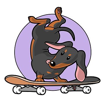 Artwork thumbnail, Black Dachshund Wiener Sausage Dog on Skateboard by etourist