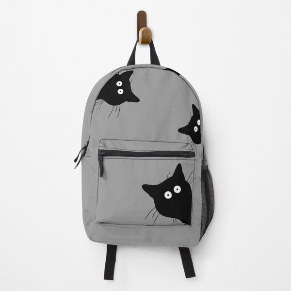 Vista previa del artículo con la obra «Gato negro que mira furtivamente, gato negro escondido, gato negro astuto», diseñado y vendido por fluffyfriends.