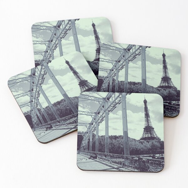 Item preview, Pedestrian Bridge in Paris in Monochrome - Urban Photography in France designed and sold by CarolinaReina.