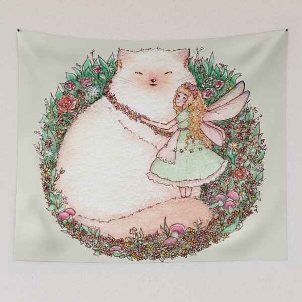 Item preview, Blonde fairy hugs big cat  designed and sold by Denise, Denisn't.