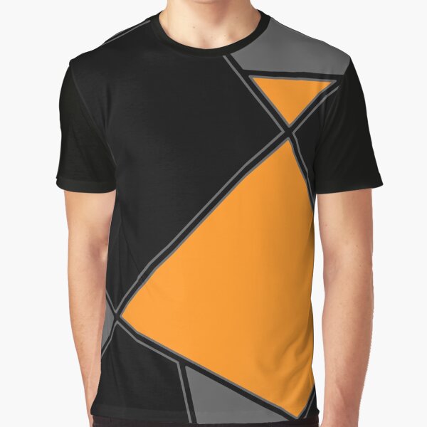 Gray Orange Modern Geometric Pattern Graphic T-Shirt