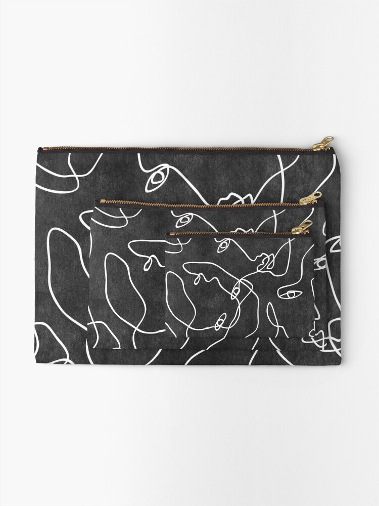 Alternate view of Faces All Over Black And White Zipper Pouch