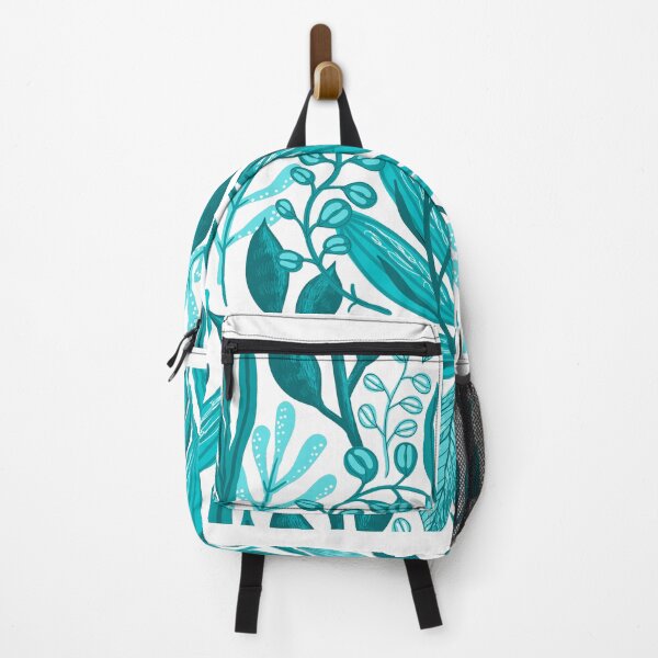 Item preview, Aqua flower leaf pattern print - colorful floral design gifts designed and sold by RebelliousRosee.