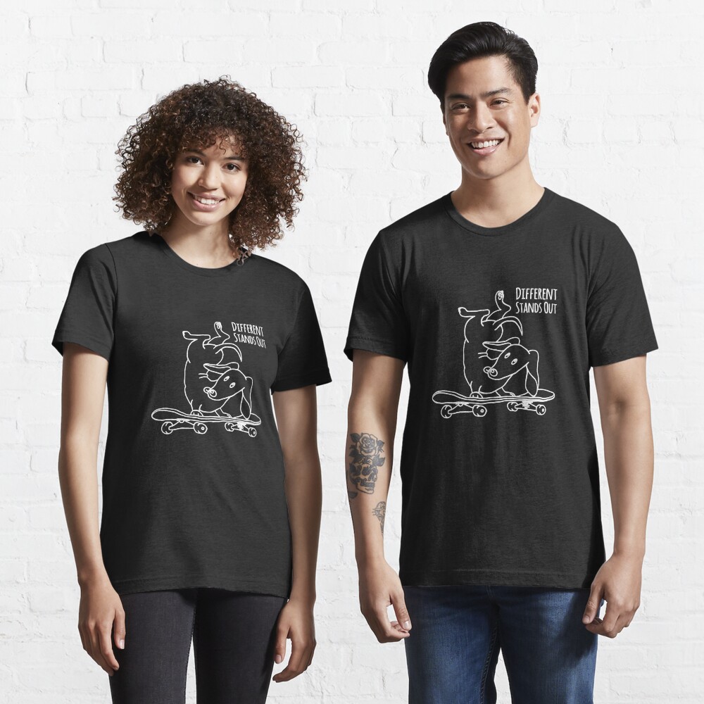 Different Stands Out - Dachshund Wiener Sausage Dog on Skateboard Line Art Essential T-Shirt