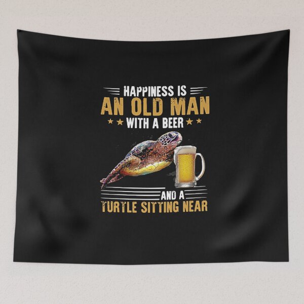 Item preview, Happiness Is An Old Man With A Beer And A Turtle Sitting Near designed and sold by BirdJamarcus.