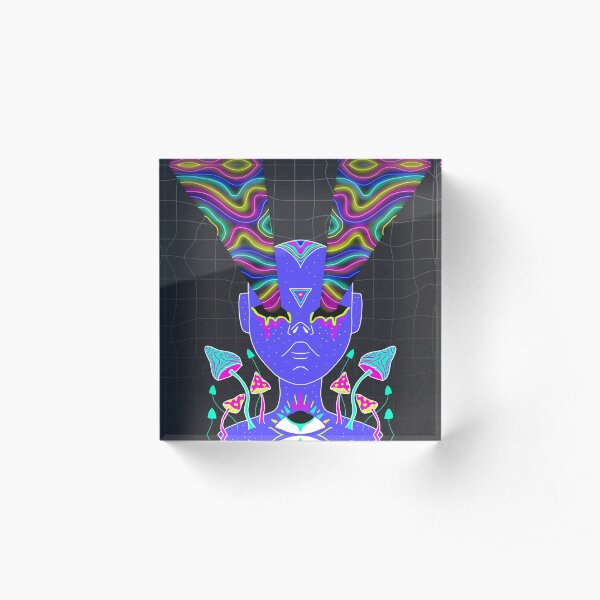third eye UV blacklight active fluorescent psychedelic tapestry wall hanging decoration, led psychedelic tapestry Acrylic Block