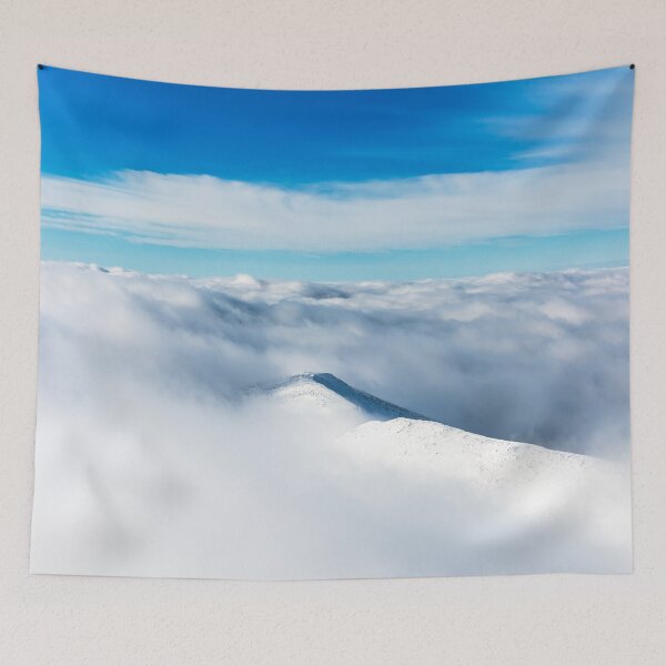 Item preview, Snowy winter mountain wrapped in clouds designed and sold by Patrik Lovrin.