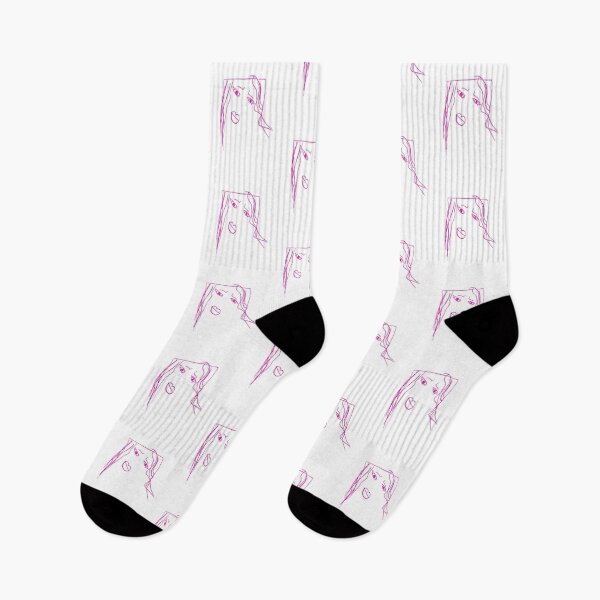 Item preview, pink line sad girl with big lips designed and sold by mirrorimages.