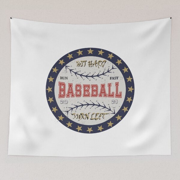 Item preview, Hit Hard Run Fast Turn Left "Baseball" designed and sold by MrAbde.