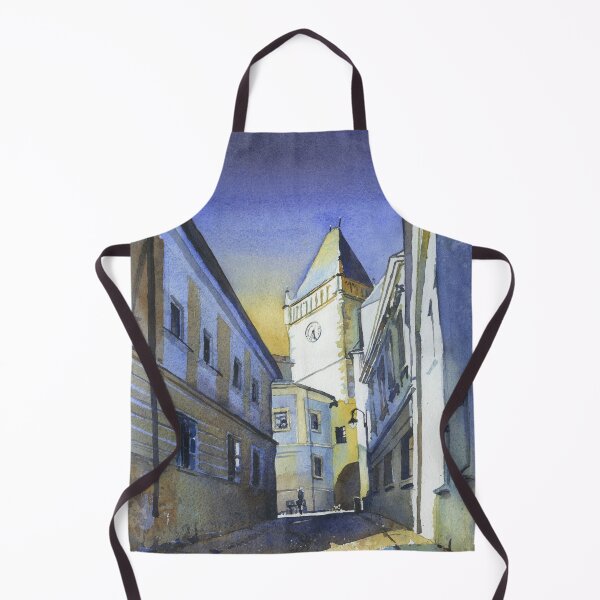 Item preview, Tabor, Czech Republich belltower.  Watercolor painting of belltower in medieval village of Tabor  designed and sold by rfoxphoto.