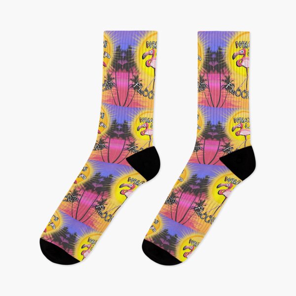 Item preview, Flamingos, Ocean Sunset & Palm Trees: Funny What's Up Flockers? Summer Flamingo designed and sold by tamdevo1.