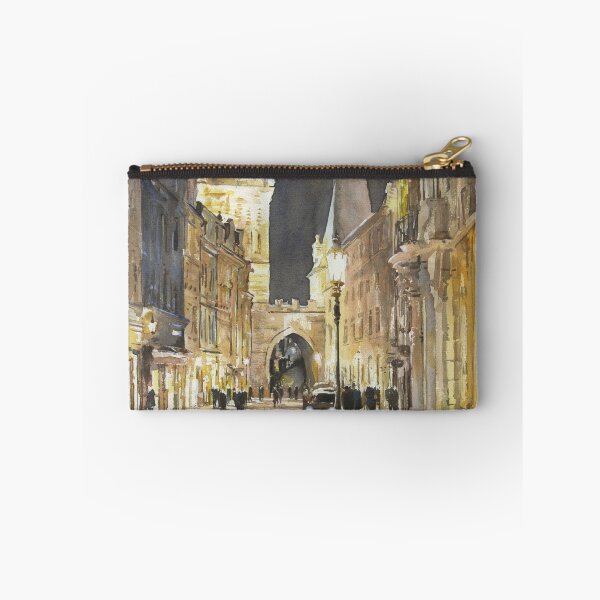 Item preview, Bell tower of Charles Bridge in the medieval city of Prague, Czech Republic at night.  Prague watercolor painting designed and sold by rfoxphoto.