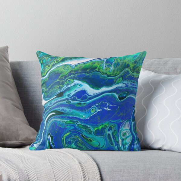 Artikelvorschau, Acryl gießen Kunst, abstrakte flüssige Kunst in Blau und Grün entworfen und verkauft von Felicity Osborne.