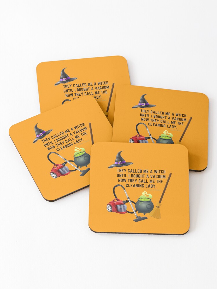 Thumbnail 1 of 5, Coasters (Set of 4), They Called Me a Witch Halloween Cleaning Lady Fun designed and sold by SavvyCleaner.