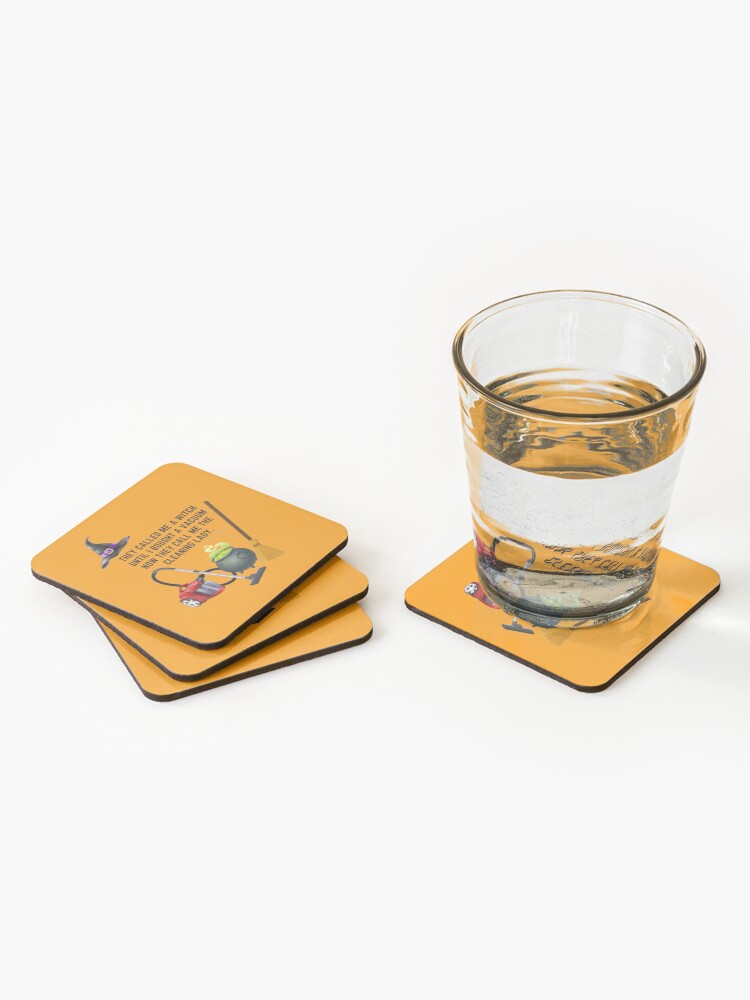 Thumbnail 2 of 5, Coasters (Set of 4), They Called Me a Witch Halloween Cleaning Lady Fun designed and sold by SavvyCleaner.