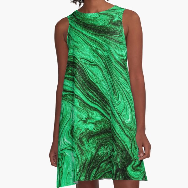 glamour 005 liquid green colors A-Line Dress