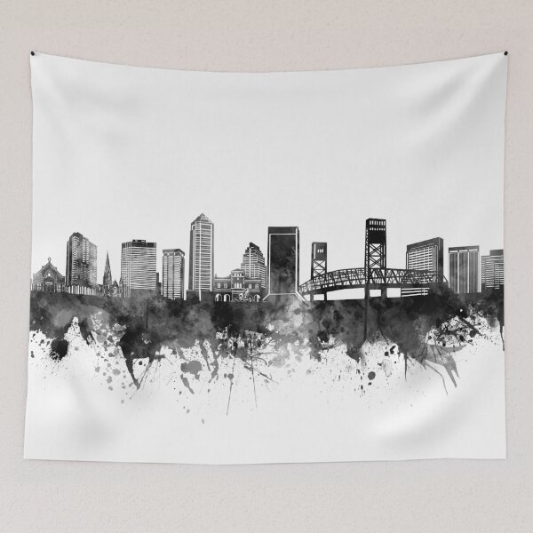 Item preview, jacksonville skyline bw designed and sold by BekimART2.