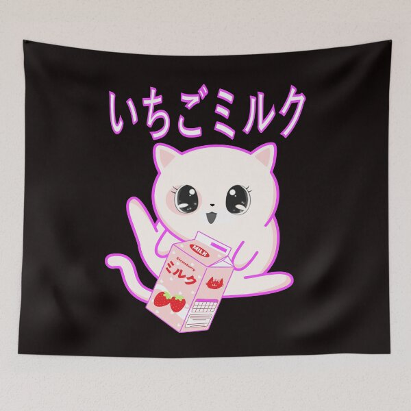 Item preview, Strawberry Milk Carton Pastel Goth Japanese Kawaii Cute Cat designed and sold by MyFreakyWorld.