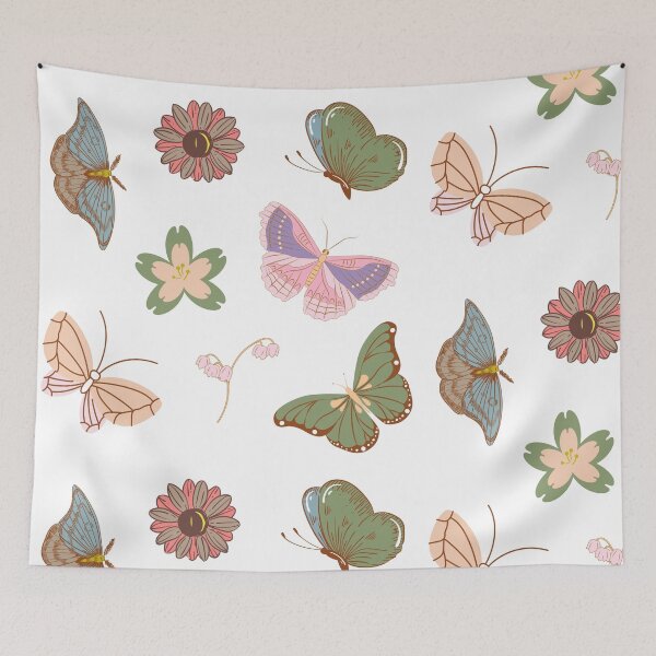 Item preview, Pastel tone butterfly and flower set designed and sold by Doucheka.
