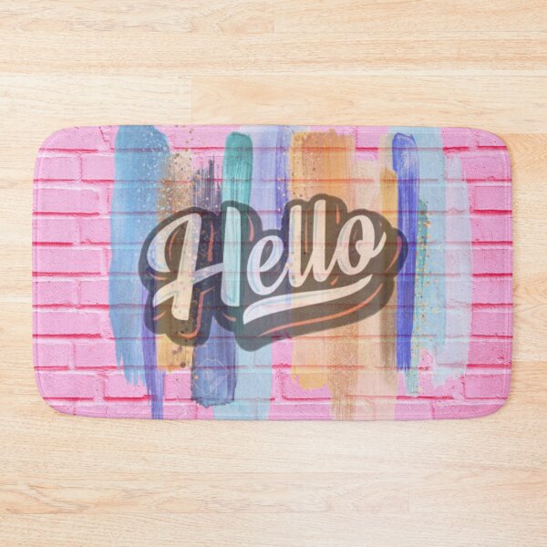 Item preview, Graffiti Hello on a pink brick wall designed and sold by Ninaeva.