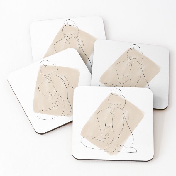 Item preview, Woman Figure Line Art Minimalist Beige Nude Accent designed and sold by HomeluxPrints.