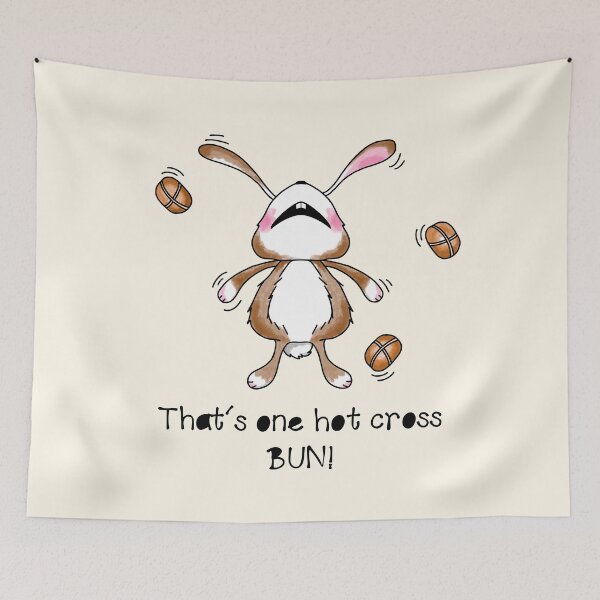 Item preview, Hot cross bun,  pun, funny angry bunny, Easter bunny pun, lockdown Easter designed and sold by Melanie-Palmer.