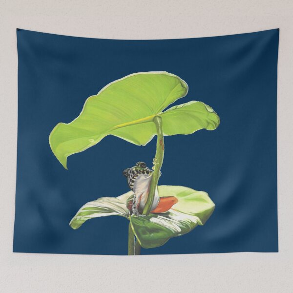 Item preview, New Dawn Frog art blue background designed and sold by IslesArt.
