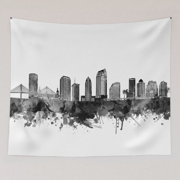 Item preview, tampa skyline bw designed and sold by BekimART2.