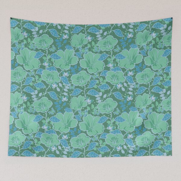 Item preview, Green Blue Flowers Pattern designed and sold by Pavnud.