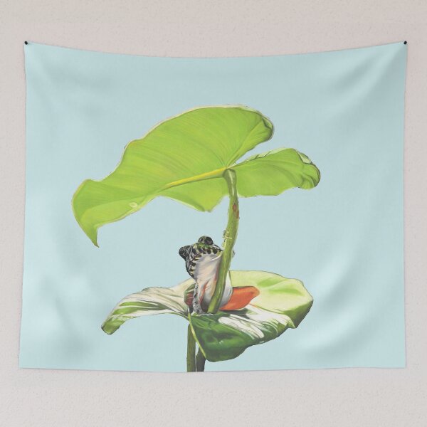 Item preview, New Dawn Frog art light blue background designed and sold by IslesArt.