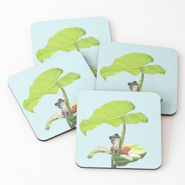 Item preview, New Dawn Frog art light blue background designed and sold by IslesArt.
