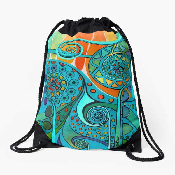AURORA BOREALIS GREEN Drawstring Bag