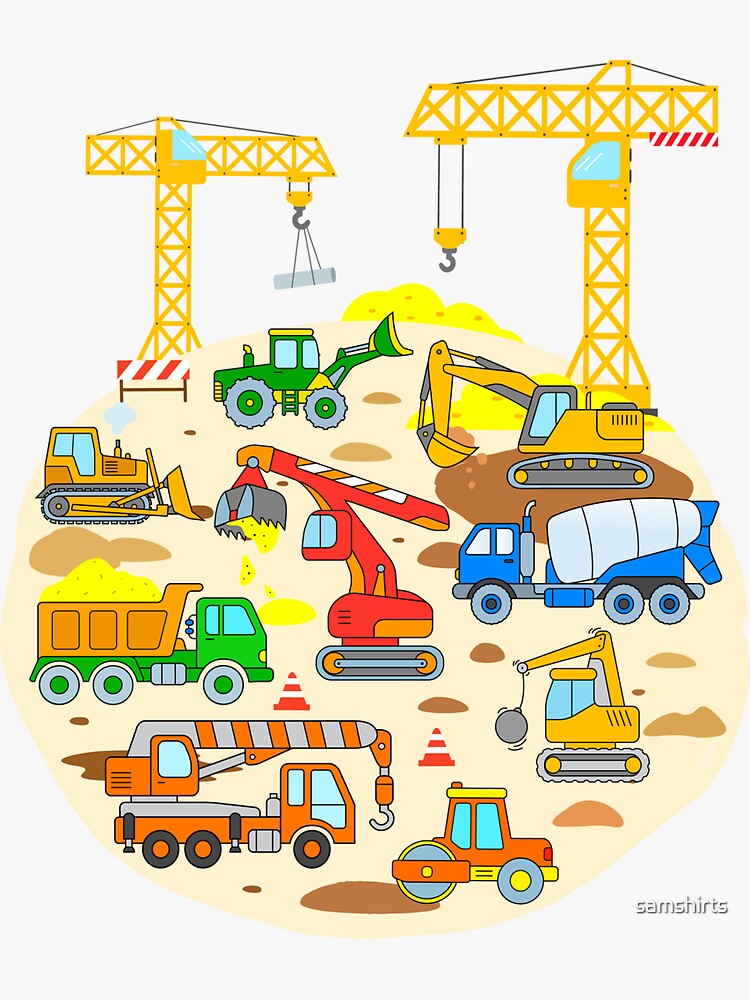 Construction Site Vehicles Kids Crane Digger Truck