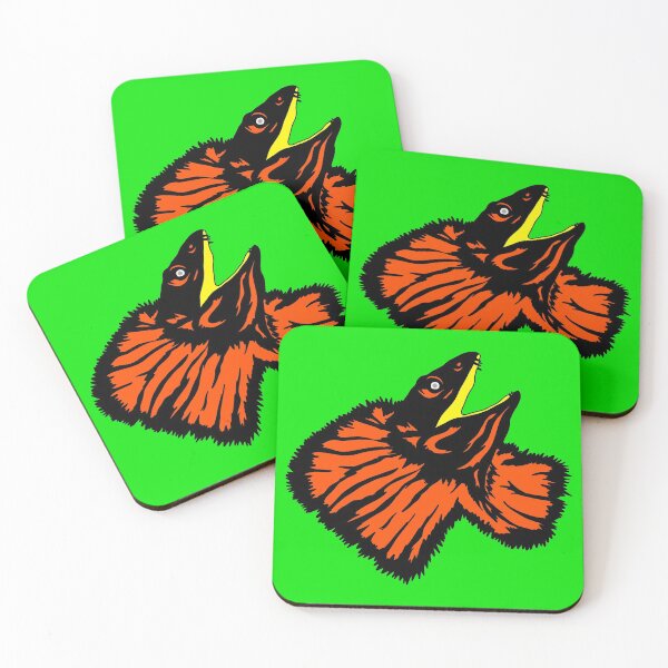 Item preview, Lagarto de cuello con volantes naranja neón designed and sold by HRSCreates.