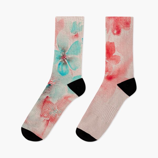 Aperçu de l'œuvre Red & Aqua Soft Floral - Art de l'aquarelle créée et vendue par DaisyGirlDesign.