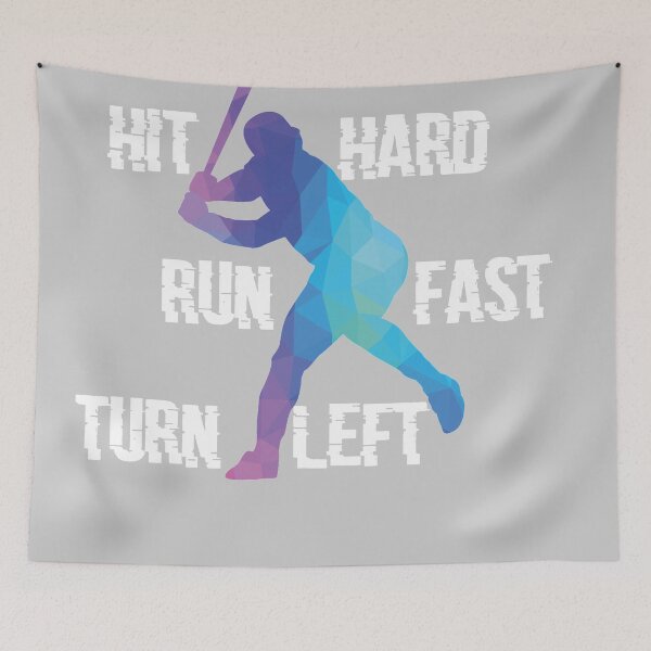 Item preview, Hit Hard Run Fast Turn Left "Baseball" designed and sold by MrAbde.