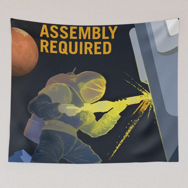 Item preview, Vintage Assembly Required to Build Our Future on Mars and its Moons NASA Retro Style  Emblem designed and sold by kawrdesigns.