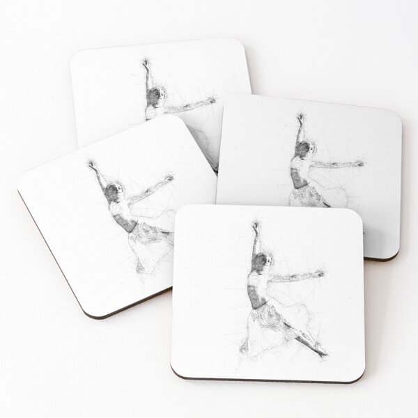 Item preview, Leaping contemporary dancer with open arms  - stylish line art in black and white designed and sold by MintGubbins.